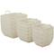 White Cotton Handmade Storage Basket with Handles Set of 3 18", 16", 15"